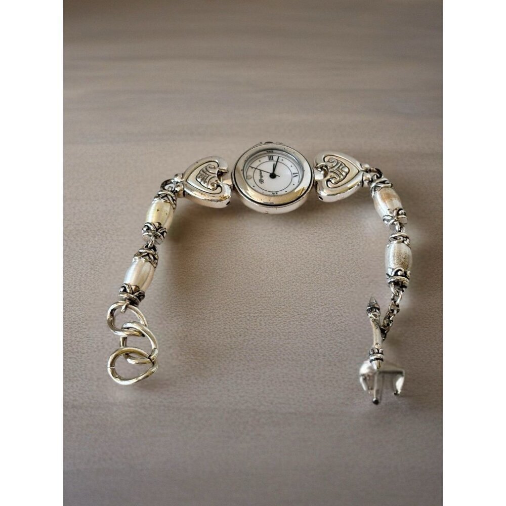 BRIGHTON Bismarck Silver & White Watch-Women’s-New Battery brighton tin included